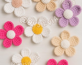 Haakpatroon bloemen, gehaakte pdf met schattige madeliefje amigurumi, digitaal patroon,