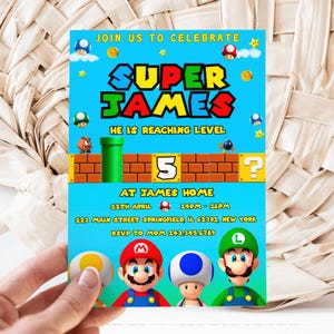Game Cartoon Birthday Invitation, Super Cartoon Editable Template, 1st Birthday Invite, Invitation, Kids Birthday Invite