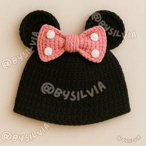 Cappello da topo magico all'uncinetto, grazioso cappello rosa all'uncinetto, cappello all'uncinetto, modello digitale PDF