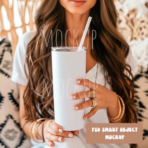 20oz skinny bekermodel - realistisch PSD-model met slim object - bekermodel - mockup sublimatiebeker - PSD-model