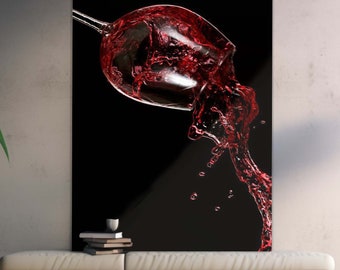 Wine Glass Wall Decor Art, Tempered Glass Wall Decor, Red Wine Wall Glass Art, Large Wall Hangings, Modern Home Wall Decor