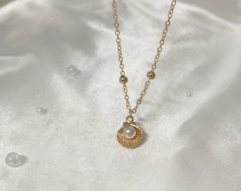 Pearl Shell Necklace, Summer Beach Jewelry