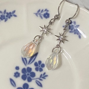 Dainty Star Drop Earrings: Shimmering Crystal Celestial Jewelry