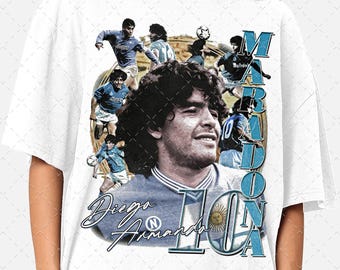 刺繍入りディエゴ・マラドーナTシャツ：アルゼンチンサッカー