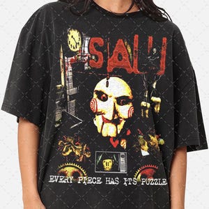 Saw Movie Graphic Tee: Tobin Bell Jigsaw Unisex T-Shirt