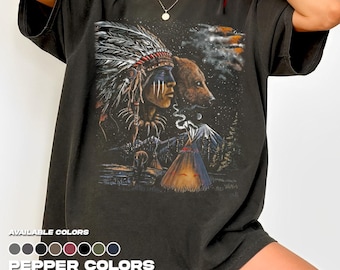 Comfort Colors® Indian Bear Shirt, Western Tee, Retro 90s Graphic T-Shirt, Fan Gift, Unisex Tee