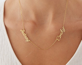 Collier prénom personnalisé, cadeaux de famille : plusieurs bijoux prénom pour enfants, pendentif écriture verticale, cadeaux de maman pour ses femmes, cadeau de fête des mères