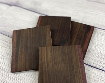 Handmade Wood Coasters: Peruvian Walnut & Purple Heart Set