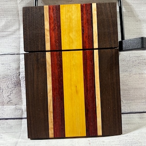Walnut, Maple, Padauk & Yellowheart Wood Cheese Slicer – Handmade Wood Cheese Board – Colorful Kitchen Gift – Charcuterie Slicer