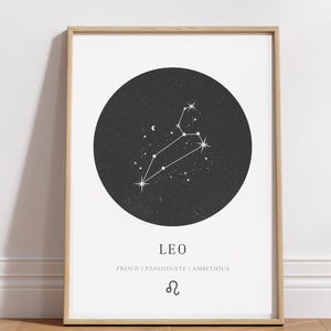 Leo Astrologie druckbare Wandkunst | Sternzeichen Digitaldruck | Mystisches Horoskop Dekor | Esoterik Wohndekor | Astrologie Poster
