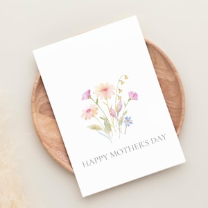 Plantilla de tarjeta imprimible para el Día de la Madre / Tarjeta de felicitación digital floral para el Día de la Madre / Regalo para mamá / Descarga instantánea en PDF / Tarjeta minimalista
