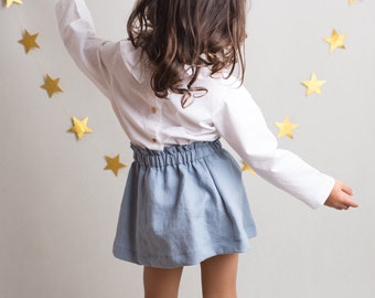 Girls Blue Linen Skirt