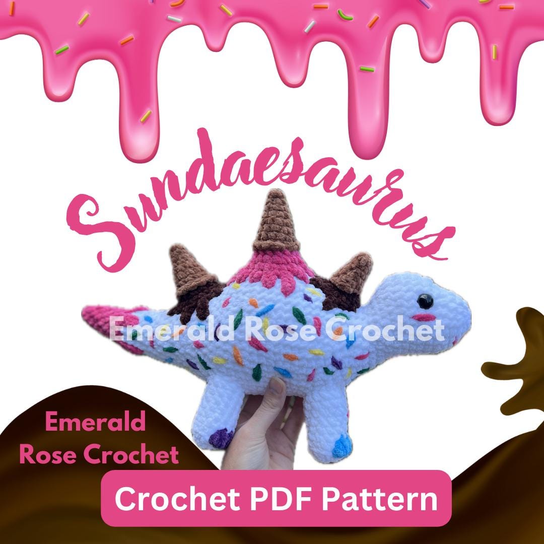 39 Stegosaurus Crochet Patterns: Unleash Your Creativity with Dinosaur Designs 11 Sundaesaurus Ice Cream Stegosaurus Dinosaur Crochet