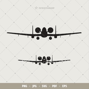 A-10 Thunderbolt svg, A10 Front view silhouette svg, A10 USAF png, A10 Military cut file pdf, T-Shirt Decal, Air Force wall print, eps | 276