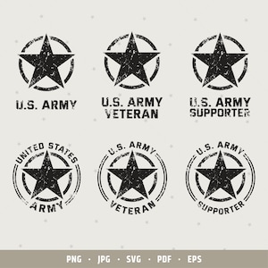 US Army Vintage Star SVG | Military digital sticker | Veteran day png | Sublimation designs | Patriotism pdf | US Army Forces Clipart | 084