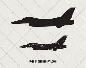 Silueta lateral del F-16 Fighting Falcon: calcomanía para avión militar de la USAF (descarga digital) / 262