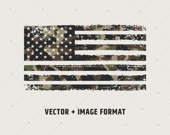 Dark Camo US Flag vector + image | Camouflage Distressed flag | Veteran day | Army Tee | Army Sticker | Military Shirt | USA Camo Flag | 110