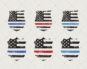 Odznaka „Cienka niebieska linia” SVG: Ratownik, Policjant, Strażak (pobranie cyfrowe) | 237