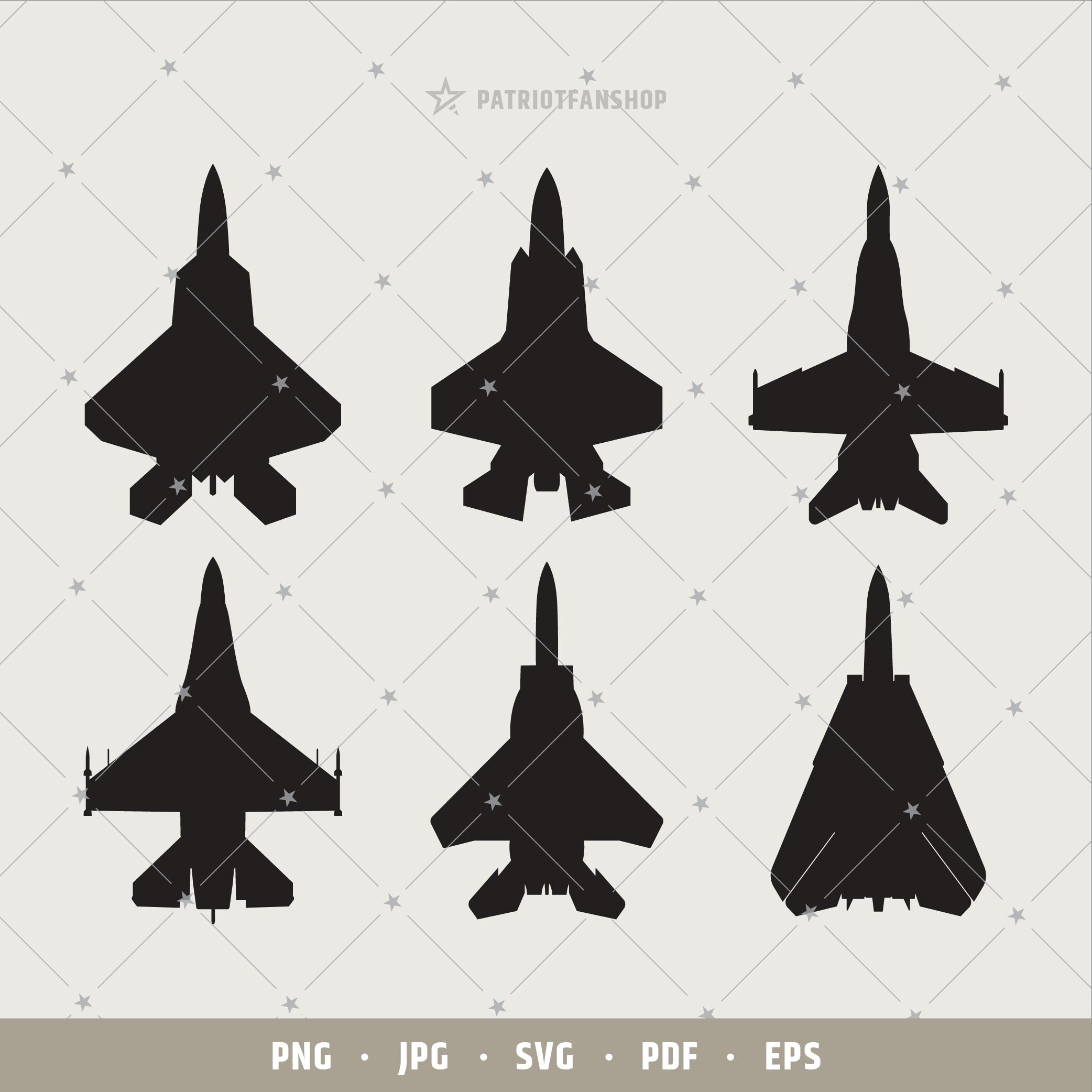 Jet Fighters Bundle SVG, F-22 Raptor Stealth png, F-35 svg, F/A-18, F-16 Digital, F-14, F-15 Tomcat Printable, Cricut, Silhouette file | 297