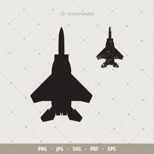 Silueta de avión de combate F15 Eagle Jet SVG, avión de combate F-15 USAF, archivo de corte de avión militar F15 pdf, calcomanía de pared F15, eps, png / 233
