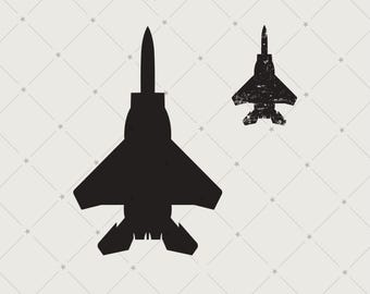 F-15 Eagle Jet Fighter Silhouette Top View: USAF Aircraft Cut File (Digital Download) | 233