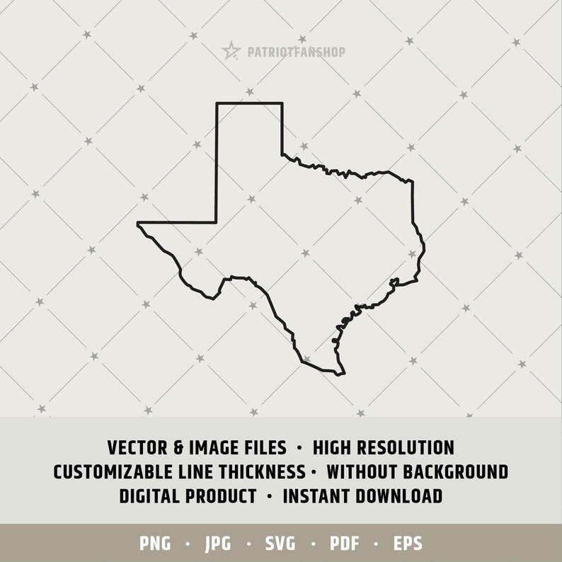 Texas Outline SVG Map: Vector Silhouette & Cut File for Cricut (digital ...
