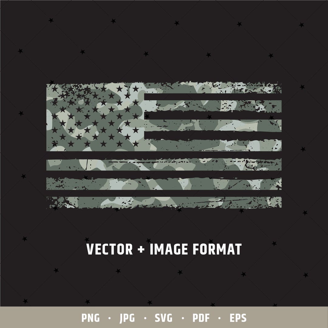 Light Camo US Flag Vector + Image | Camouflage Grunge Flag | Veteran ...