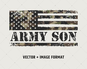 Camo Army Son US Flag: Vintage Military Design (Digital Download) | 144