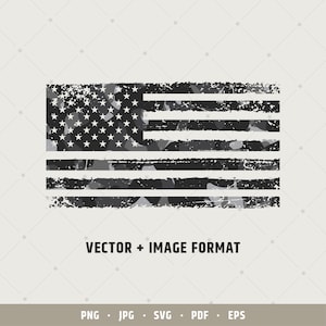 Grey Camo US Flag vector + image | Camouflage Grunge flag | Veteran tshirt | Army Tee | Army Sticker | Soldier Shirt | American Camo | 112