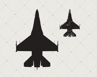 Silueta del avión de combate F-16 Falcon: archivo de corte de avión militar de la USAF (descarga digital) / 238