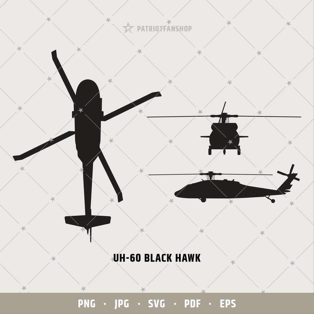 Uh 60 Rear View Vector UH-60 Black Hawk Silhouette Svg, UH60 Svg, MH60 USAF Pdf, MH-60 ...