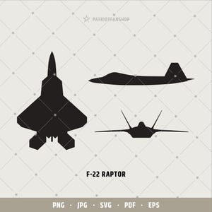 F-22 Raptor Jet Fighter Bundle SVG, F22 Stealth Military Aircraft digital sticker, F22 Silhouette, Printable, Cricut & Silhouette file | 297