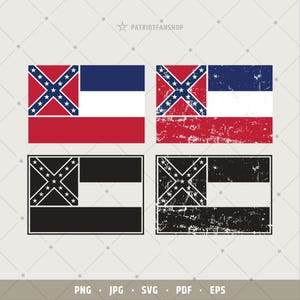May include: Four digital designs of the Confederate flag. Two designs are in color, one with a distressed look. Two designs are black and white, one with a distressed look.