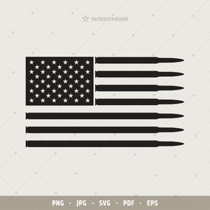 Bullet Flag svg | US Ammo Flag clipart | Military sticker | 50 cal | United States | Freedom png | Cricut Silhouette | Digital file | 182