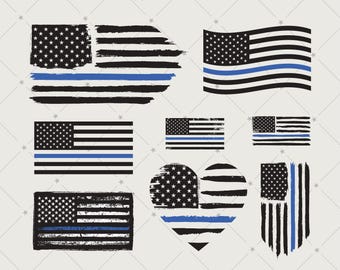 警察官が描かれたアメリカ国旗 - SVG - CNCレーザーファイル（デジタル
