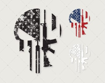 Punisher Skull USA Flag Rifle SVG: 4th of July (Digital Download) | 143