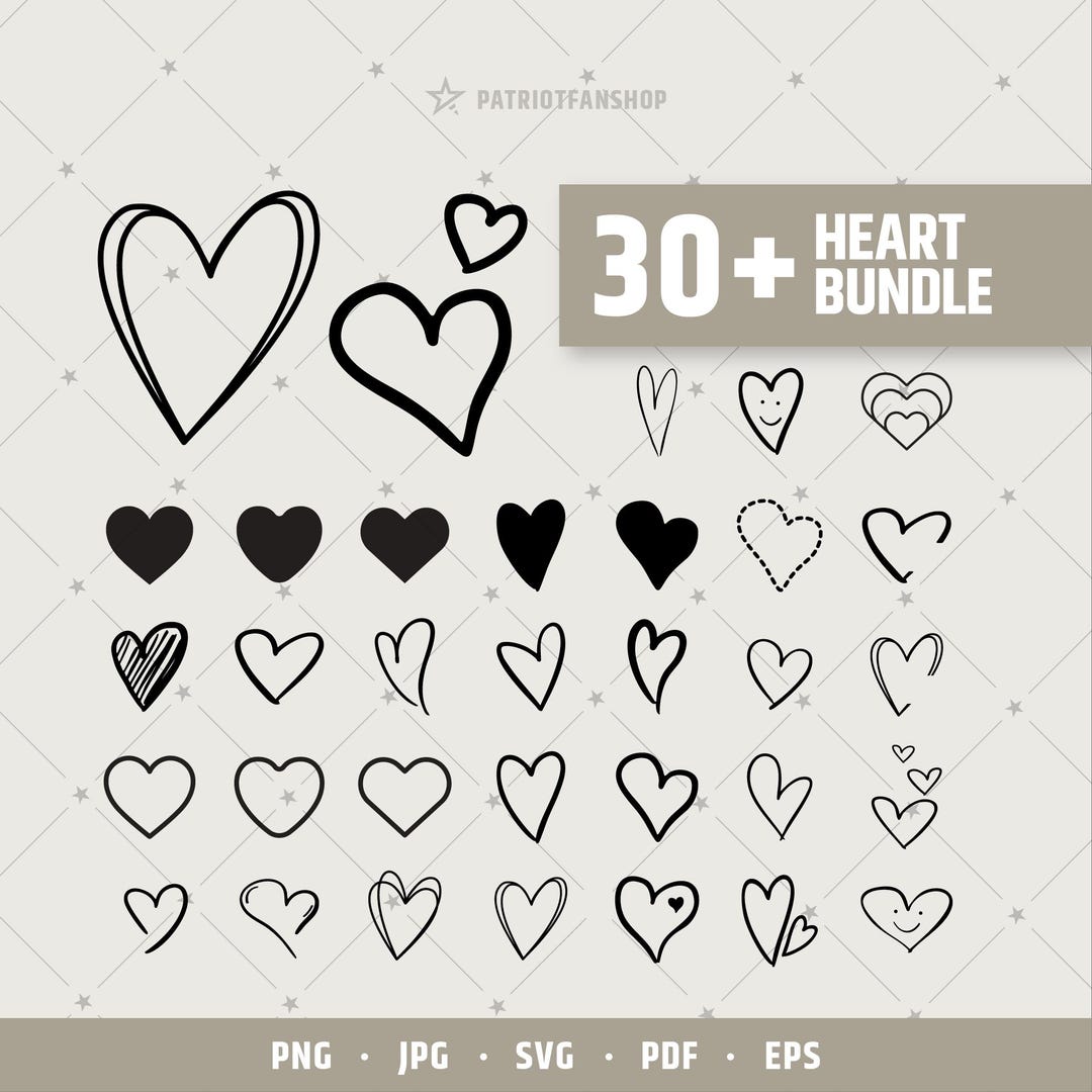 Heart SVG Bundle: Hand Drawn Valentine Graphics (digital Download ...