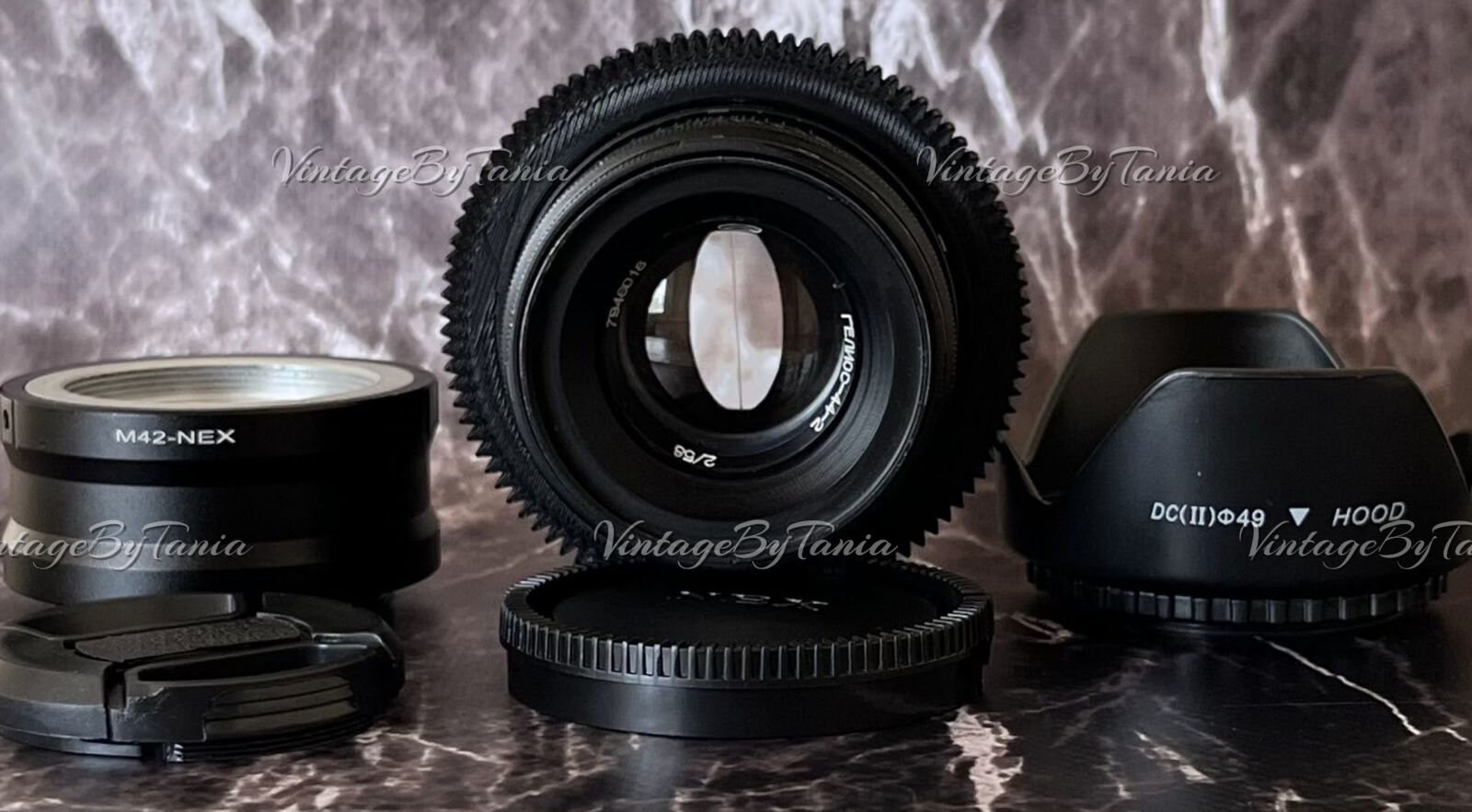 Helios-44-2 58 mm f2 シネアナモルフィックレンズ：楕円ボケ、E