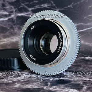 Anamorphic Lens Helios-44M 2/58mm Cine Mod with Oval Anamorphic Bokeh and Neutral Highlights Silver Modified Lens for Canon EF EOS