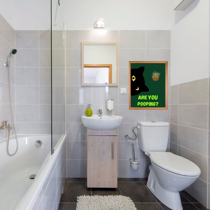 Are You Pooping Cat Printable Bathroom Funny Decor Bathroom Poster Wall Art Funny Cat Best ...