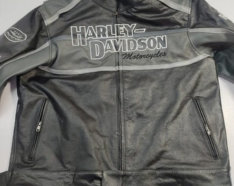 Harley Davidson Men’s cruiser Leather Jacket Motorcycle Leather Jacket/black and Grey leather jackets/biker jacket/gift for son/Premium wear