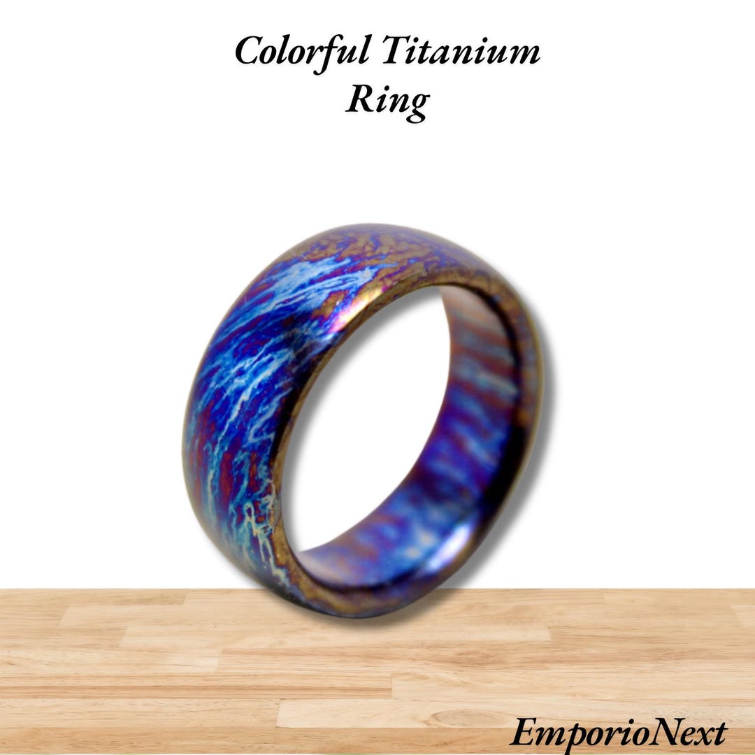 Personalized Colorful Titanium Heat Anodized Handmade Wedding Band ...