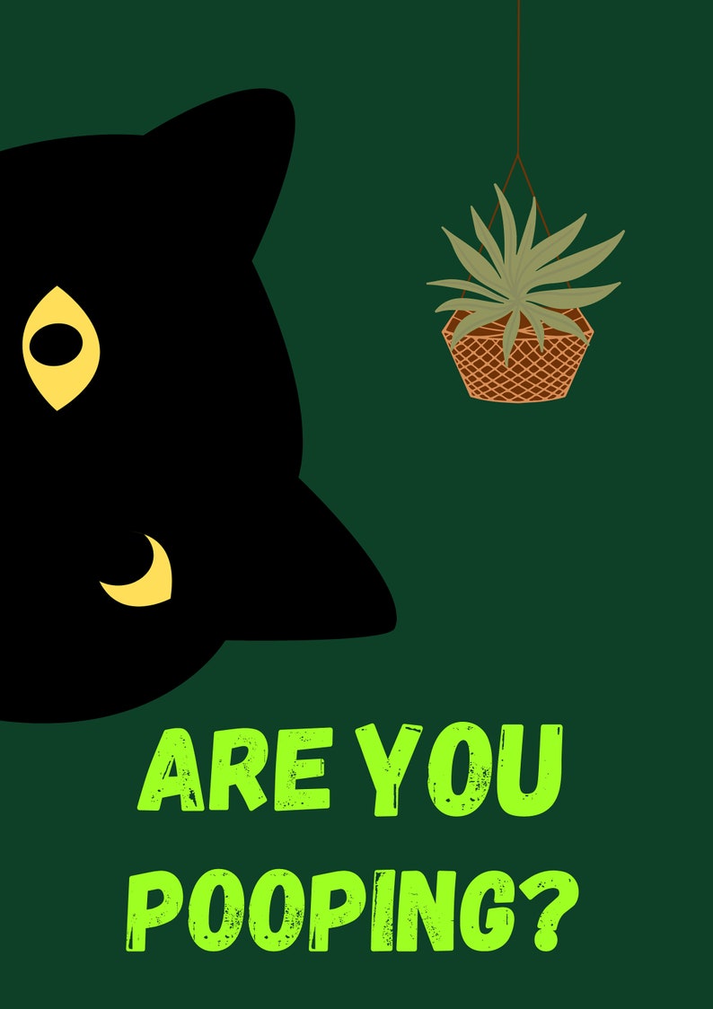 Are You Pooping Cat Printable Bathroom Funny Decor Bathroom Poster