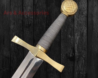 The Excalibur Sword 42''Inches Smith Hand-Forged Premium Looked 5160 High Carbon Steel Sword with Scabbard, Viking Medieval Sword, Best Gift