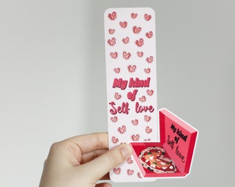 Lot sticker et marque-page pizza “My kind of Self love” - Autocollant illustré - Marque-page illustré - Papeterie - Fait main