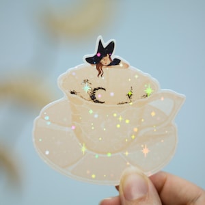 Sticker holographique “Divination” - Autocollant illustré - Papeterie - Fait main