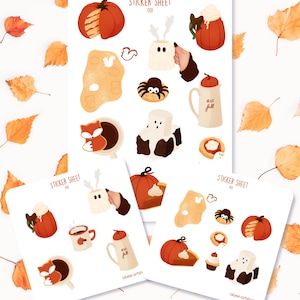 Feuille d’autocollants pour l’automne - Sticker sheet fall - Journaling - Scrapbooking - Illustration - Papeterie