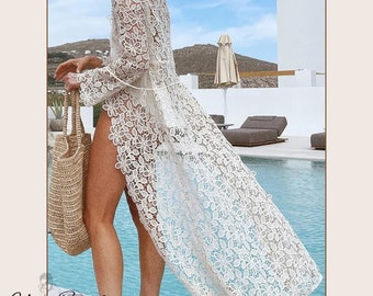 Cache-maillot de bikini au crochet en dentelle, robe de plage, cadeau de mariée, cadeau de mariée, proposition de demoiselle d'honneur, lune de miel