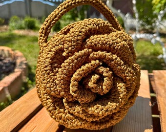 Crochet Rose Bag Pattern: PDF + Video Tutorial (Digital Download)