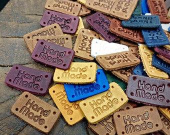 Personalized Leather "Handmade" Tags: Sewing, Knitting Labels